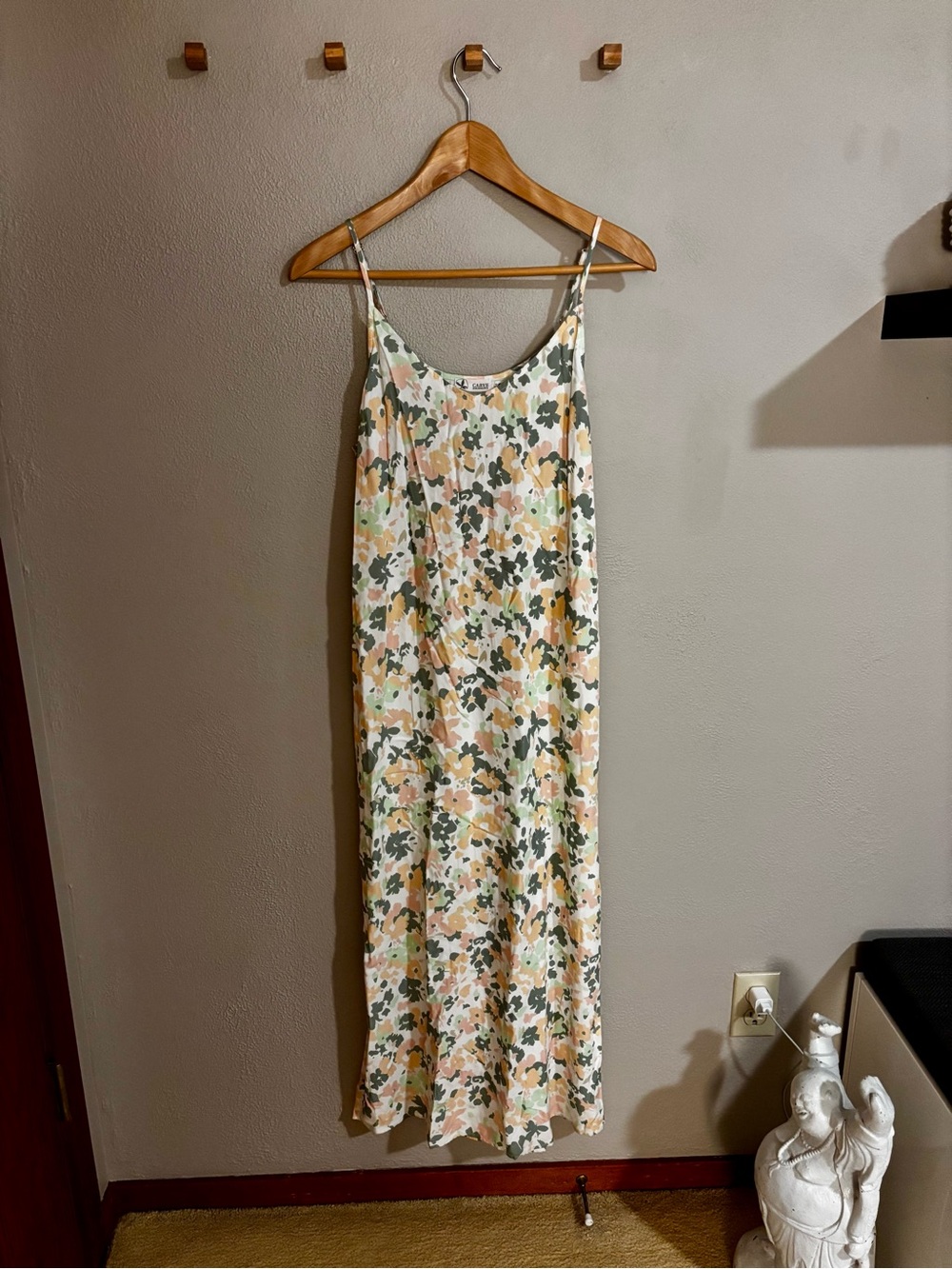 Carve Designs Floral Slip Midi Dress - White, Green & Peach